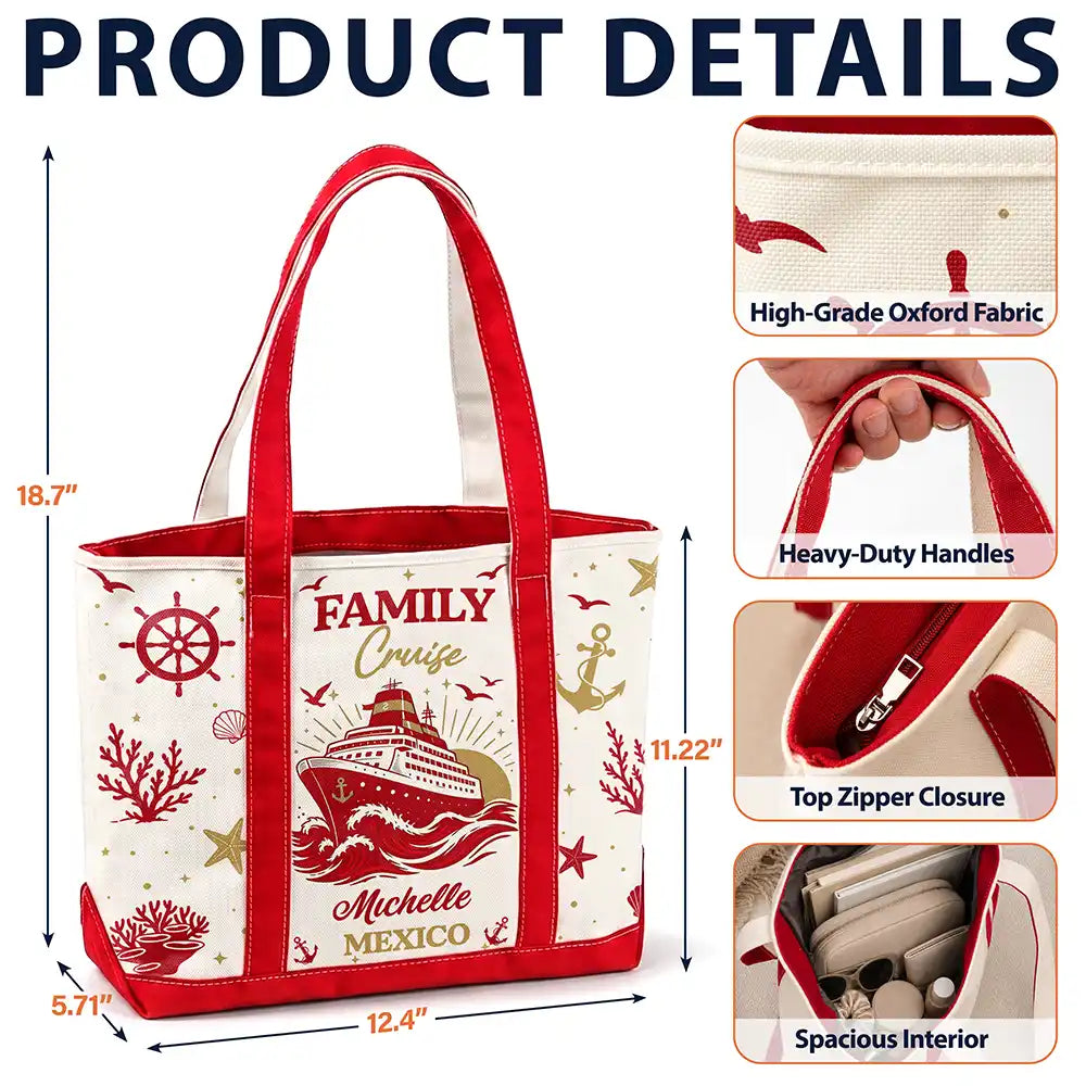 Top Market,Cruising,Gift For Yourself,Gift For Women,Icon,Happy - Cruise Bag Cruise Trip - Personalized Fabric Tote Bag