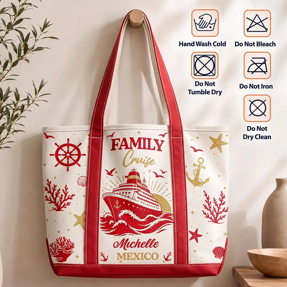 Top Market,Cruising,Gift For Yourself,Gift For Women,Icon,Happy - Cruise Bag Cruise Trip - Personalized Fabric Tote Bag