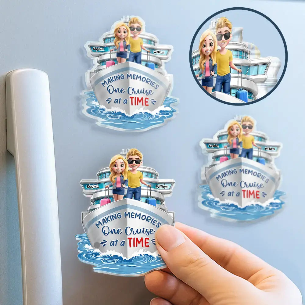 Summer,Gift For Couples,Cruising,Romantic,Vector - Cruising Partners For Life - Personalized Acrylic Magnet
