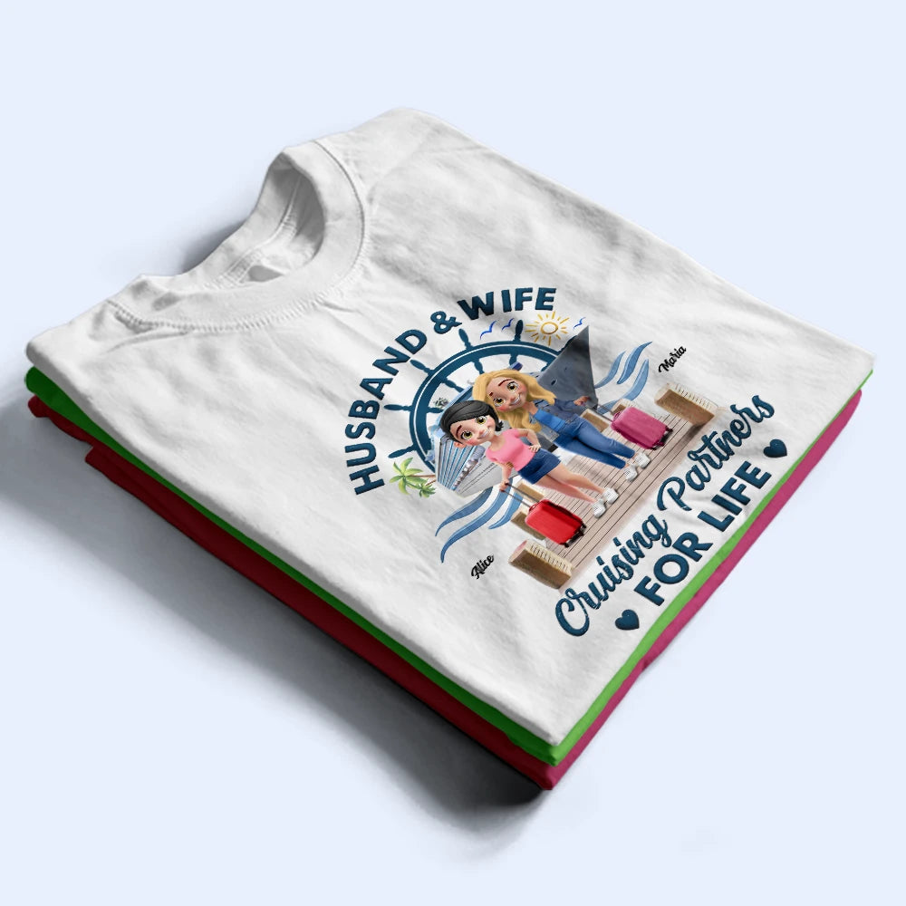 Happy,Gift For Yourself,Gift For Women,Gift For Men,Grilling - Cruising Partners For Life 3D Effect Couple - Personalized T Shirt