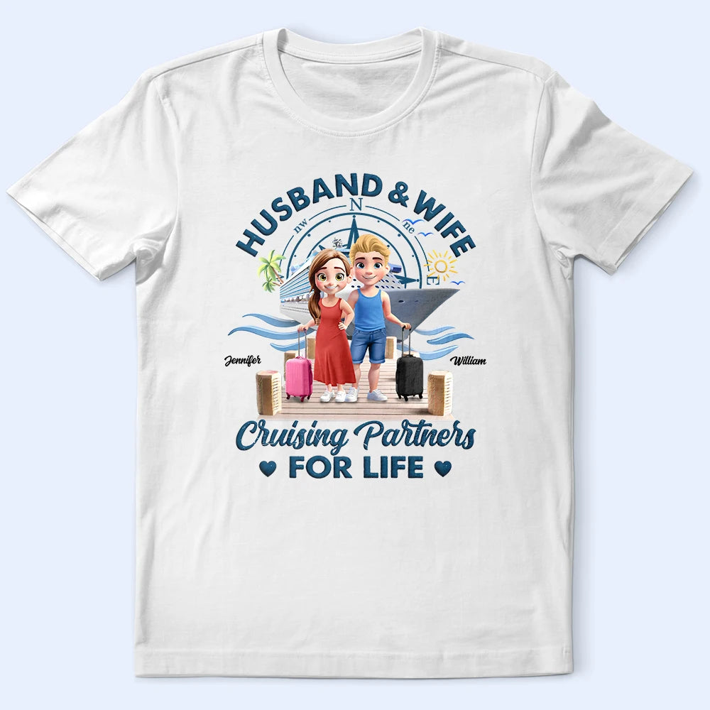 Cruising Partners For Life 3D Effect Couple - Personalized T Shirt