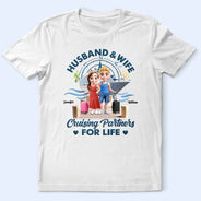 Happy,Gift For Yourself,Gift For Women,Gift For Men,Grilling - Cruising Partners For Life 3D Effect Couple - Personalized T Shirt