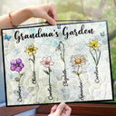 Gift For Grandma,Gift For Mother,Love - Crystal Art Birth Flower Grandma's Garden - Personalized Horizontal Stained Glass Suncatcher