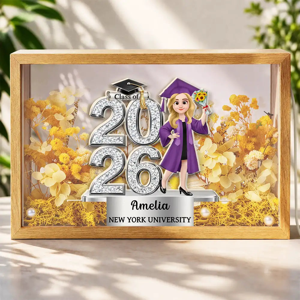 Graduation,Gift For Yourself,Gift For Men,Gift For Women,Gift For Daughter,Gift For Son,Gift For Bestie,Gift For Sibling,Happy,Vector - Crystal Effect Graduation Man Woman - Personalized Flower Light Box