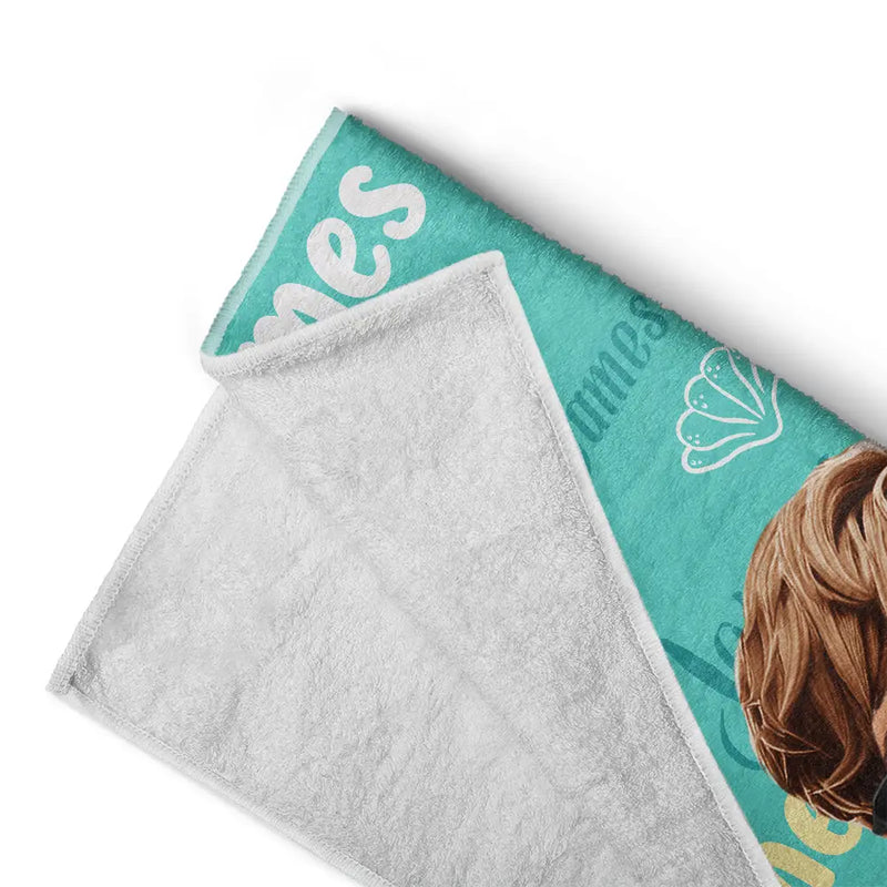 Gift For Kids, Gift For Daughter, Gift For Son, Gift For Sibling, Gift For Sisters, Gift For Brothers, Summer, Beach, Poolside, Swimming, Happy - Custom Name Kid Baby - Personalized Beach Towel