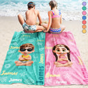 Gift For Kids, Gift For Daughter, Gift For Son, Gift For Sibling, Gift For Sisters, Gift For Brothers, Summer, Beach, Poolside, Swimming, Happy - Custom Name Kid Baby - Personalized Beach Towel