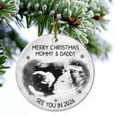 Christmas, New Dad, New baby, New Mom - Custom Photo Baby Expecting See You In 2026 - Personalized Circle Ceramic Ornament