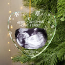 Christmas, New Dad, New baby, New Mom, Custom Photo, Happy - Custom Photo Baby Expecting See You In 2026 - Personalized Heart Shaped Glass Ornament