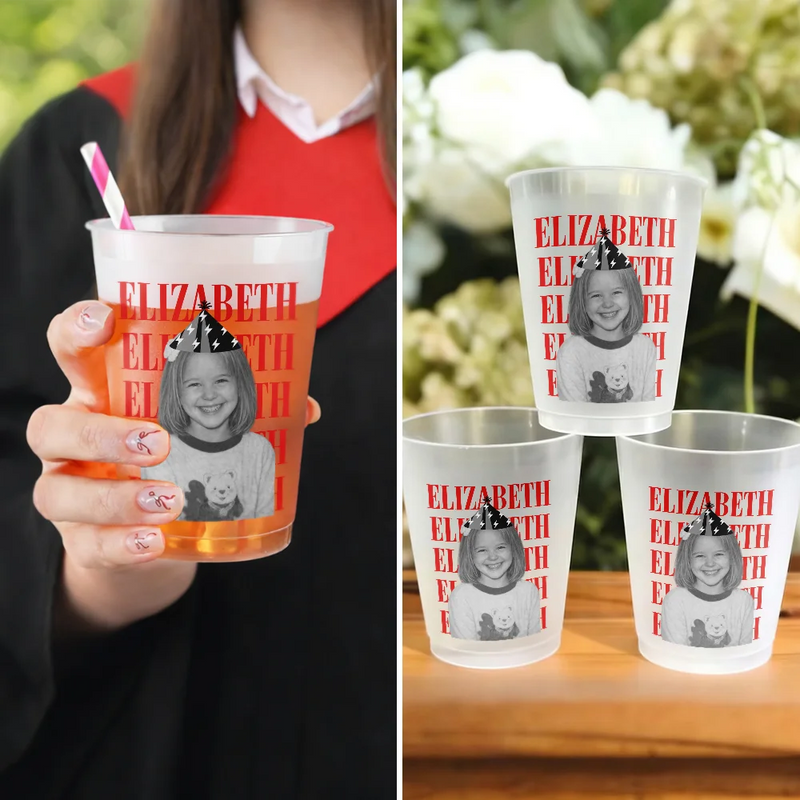 Gift For Women,Gift For Men,Happy,Gift For Yourself,Non-Eng,Photo,Humorous - Custom Photo Birthday Vintage Portrait - Personalized Frosted Cups