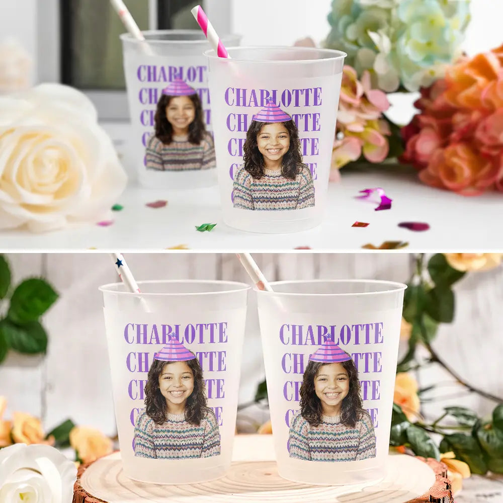 Gift For Women,Gift For Men,Happy,Gift For Yourself,Non-Eng,Photo,Humorous - Custom Photo Birthday Vintage Portrait - Personalized Frosted Cups