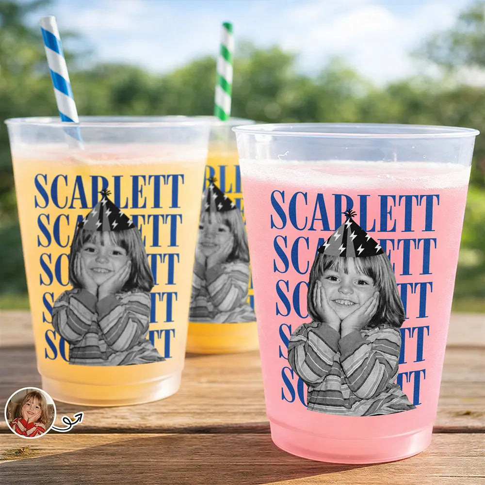 Custom Photo Birthday Vintage Portrait - Personalized Frosted Cups