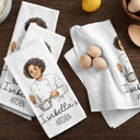 Gift For Wife,Gift For Yourself,Gift For Women,Gift For Mother,Gift For Aunt,Gift For Grandma,Happy,Cooking,Baking  - Custom Photo Colored Pencil Sketch Mom Grandma Kitchen - Personalized Kitchen Towel