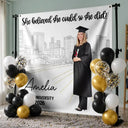 Graduation,Gift For Yourself,Gift For Daughter,Gift For Son,Gift For Bestie,Non-Eng,Photo,Proud - Custom Photo Congrats Grad A Sweet Ending To The New Beginning - Personalized Backdrop