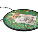 Wedding Anniversary,Art Design,Gift For Couples,Gift For Husband,Gift For Wife,Happy - Custom Photo Couple Wedding Anniversary - Personalized Stained Glass Window Hanging Suncatcher