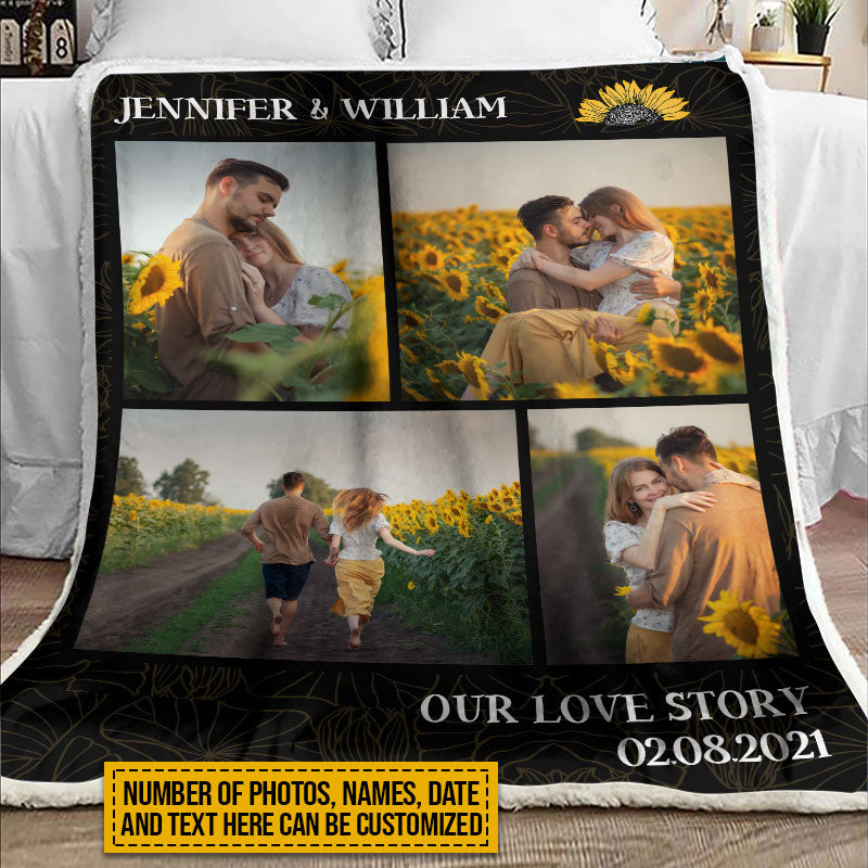 Custom Photo Frame Couple Our Love Story Custom Blanket, Couple Gift