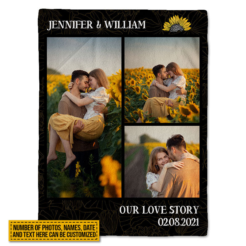 Custom Photo Frame Couple Our Love Story Custom Blanket, Couple Gift