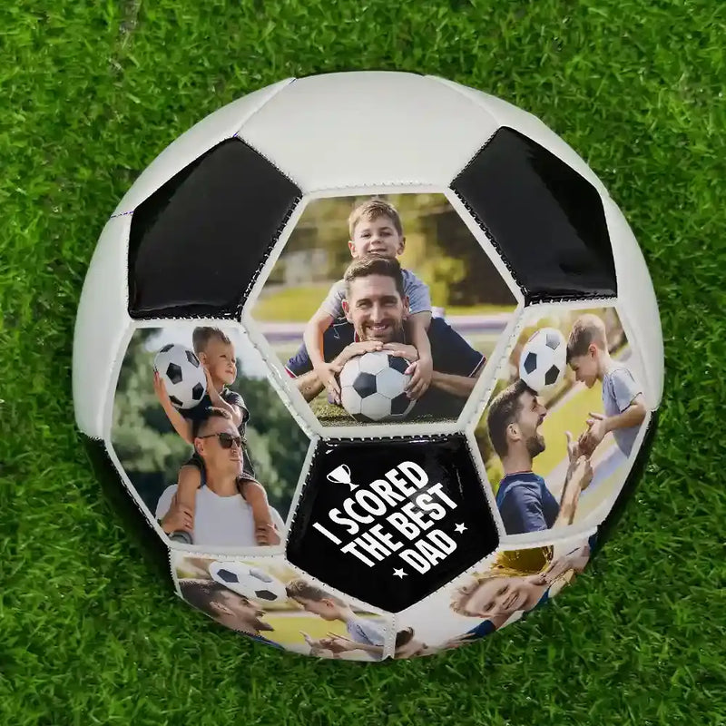 Gift For Father,Sport Dad - Custom Photo I Scored The Best Dad - Personalized Soccer Ball