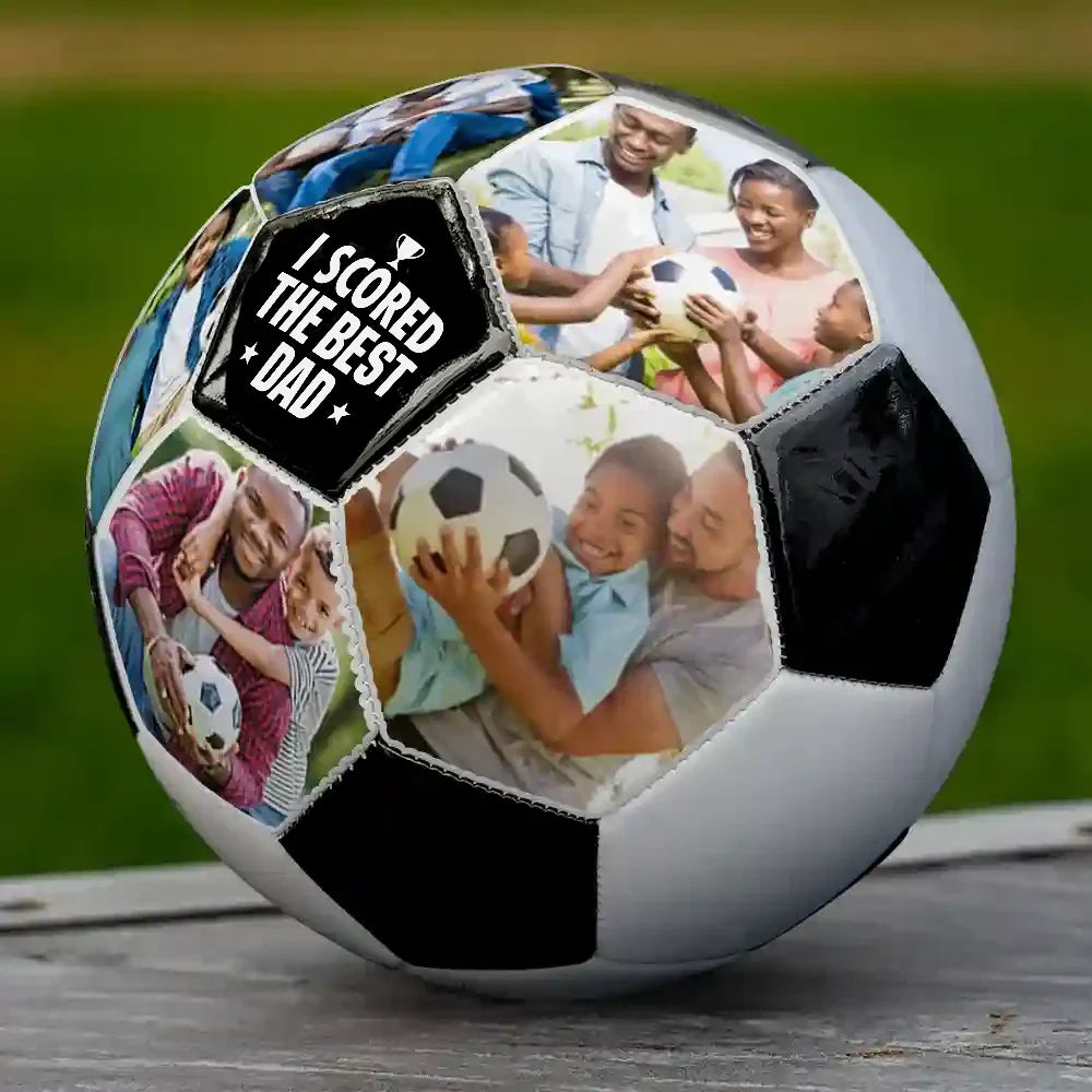 Gift For Father,Sport Dad - Custom Photo I Scored The Best Dad - Personalized Soccer Ball