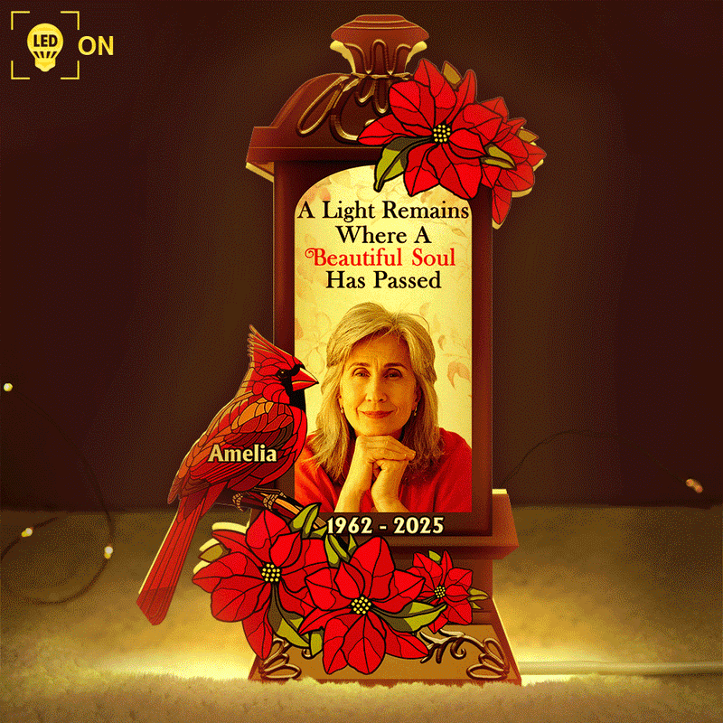 Memorial,Custom Photo,Family,Parents,Gift For Grandparents - Custom Photo Memorial A Light Remains - Personalized Custom Shaped Light Box