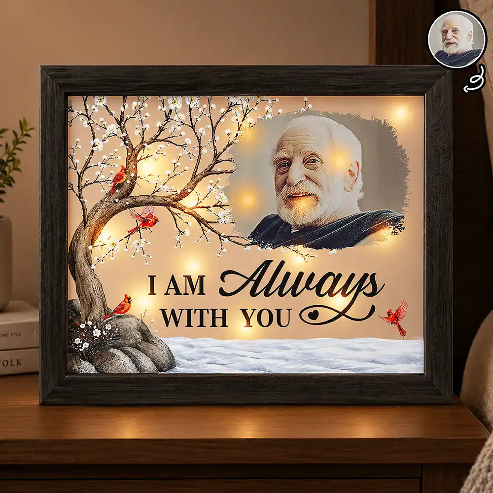 Christmas,Custom Photo,Sympathetic,Family,Memorial,Upload Full Photo - Custom Photo Memorial I'm Always With You - Personalized LED Light Shadow Box