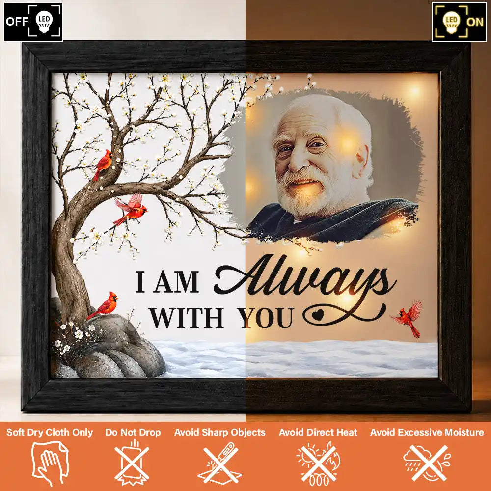 Christmas,Custom Photo,Sympathetic,Family,Memorial,Upload Full Photo - Custom Photo Memorial I'm Always With You - Personalized LED Light Shadow Box
