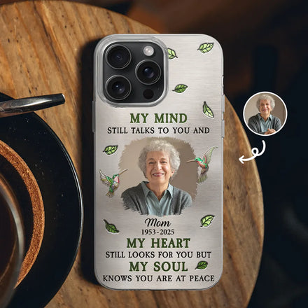Photo personnalisée « Mon esprit te parle toujours » – Coque de téléphone transparente personnalisée