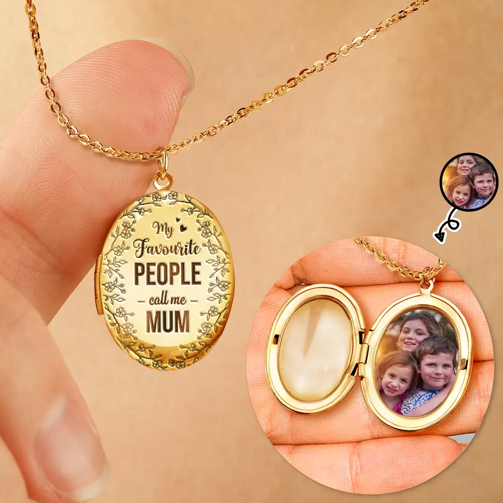Gift For Women,Gift For Yourself,Gift For Mother,Love - Custom Photo My Favourite People Call Me Mum - Personalised Locket Necklace