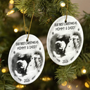 Christmas,Custom Photo,New Dad,New baby,New Mom,Happy - Custom Photo Our First Christmas As Mommy And Daddy Expecting Parents - Personalized Circle Ceramic Ornament