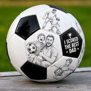 Gift For Father,Custom Photo,Dad - Children,Football (Soccer),Non-Eng,Photo - Pencil Sketch,Proud - Custom Photo Pencil Sketch I Scored The Best Dad - Personalized Soccer Ball