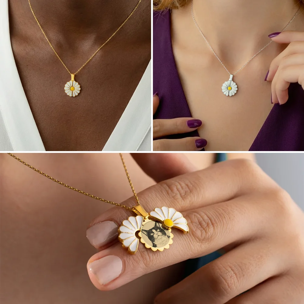 Custom Photo Pencil Sketch Portrait Jewelry For Women - Personalized Hidden Message Necklace