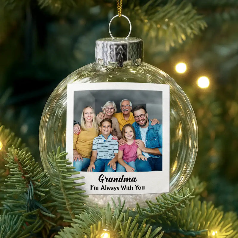 Memorial,Christmas,Custom Photo,Family,Sad - Custom Photo Polaroid Missing You At Christmas & Always - Personalized Glass Bauble Ornament