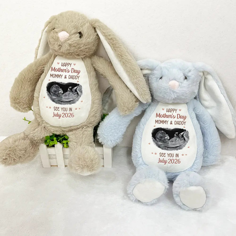 New baby,New Mom,Happy - Custom Photo See You In 2026 Baby Expecting - Personalized Soft Toy Bunny
