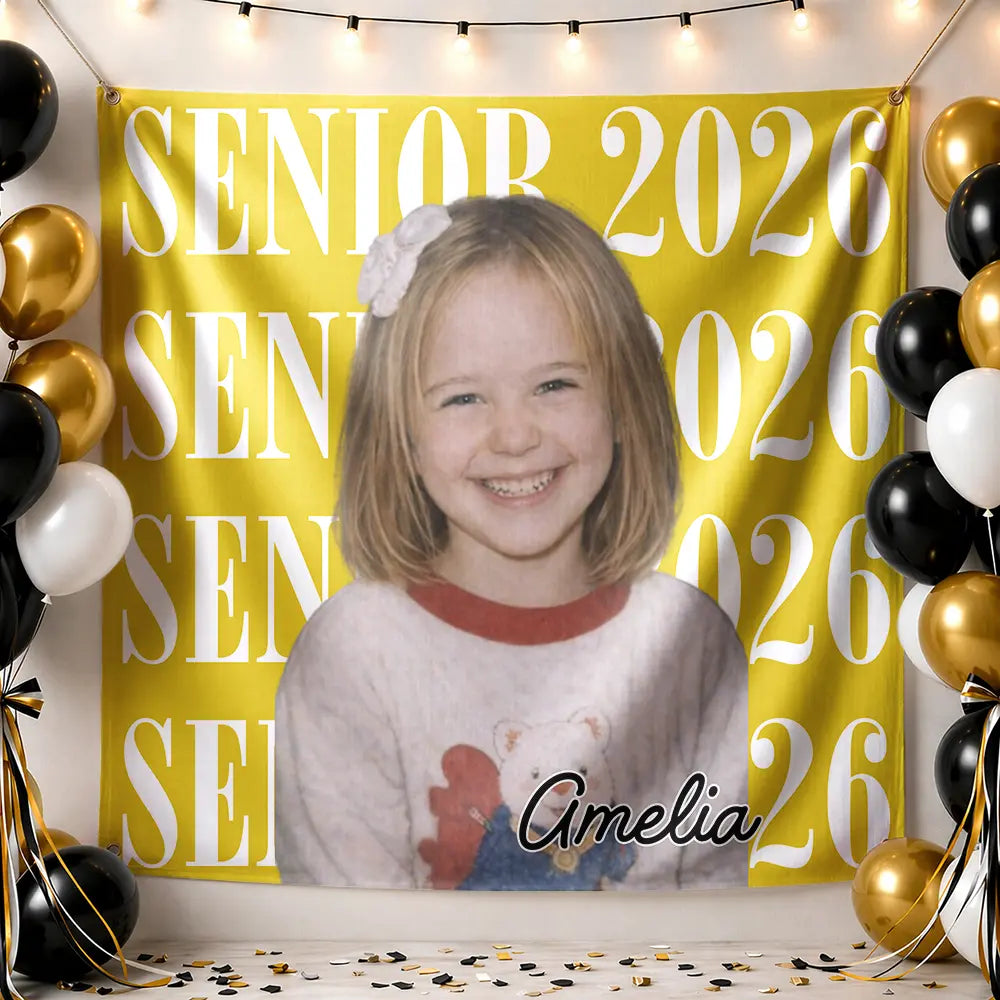 Graduation, Happy - Custom Photo Senior Vintage Portrait - Personalized Backdrop