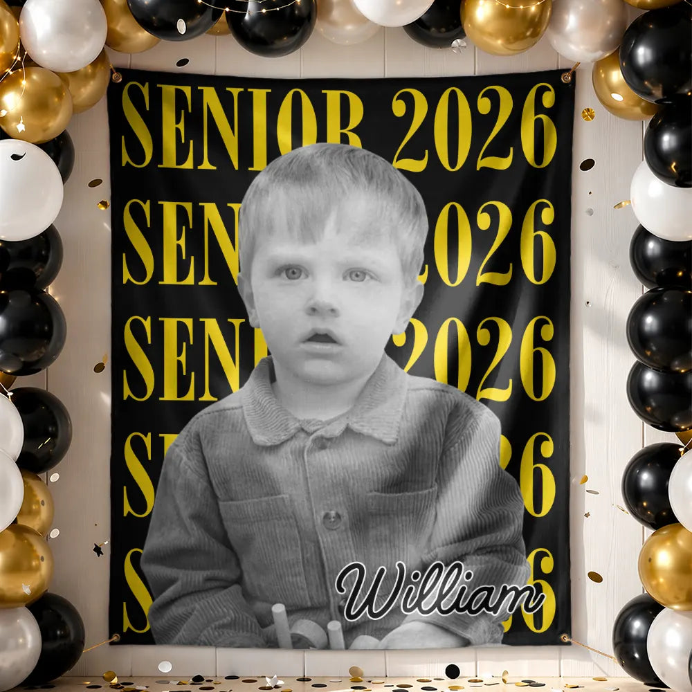 Graduation, Happy - Custom Photo Senior Vintage Portrait - Personalized Backdrop