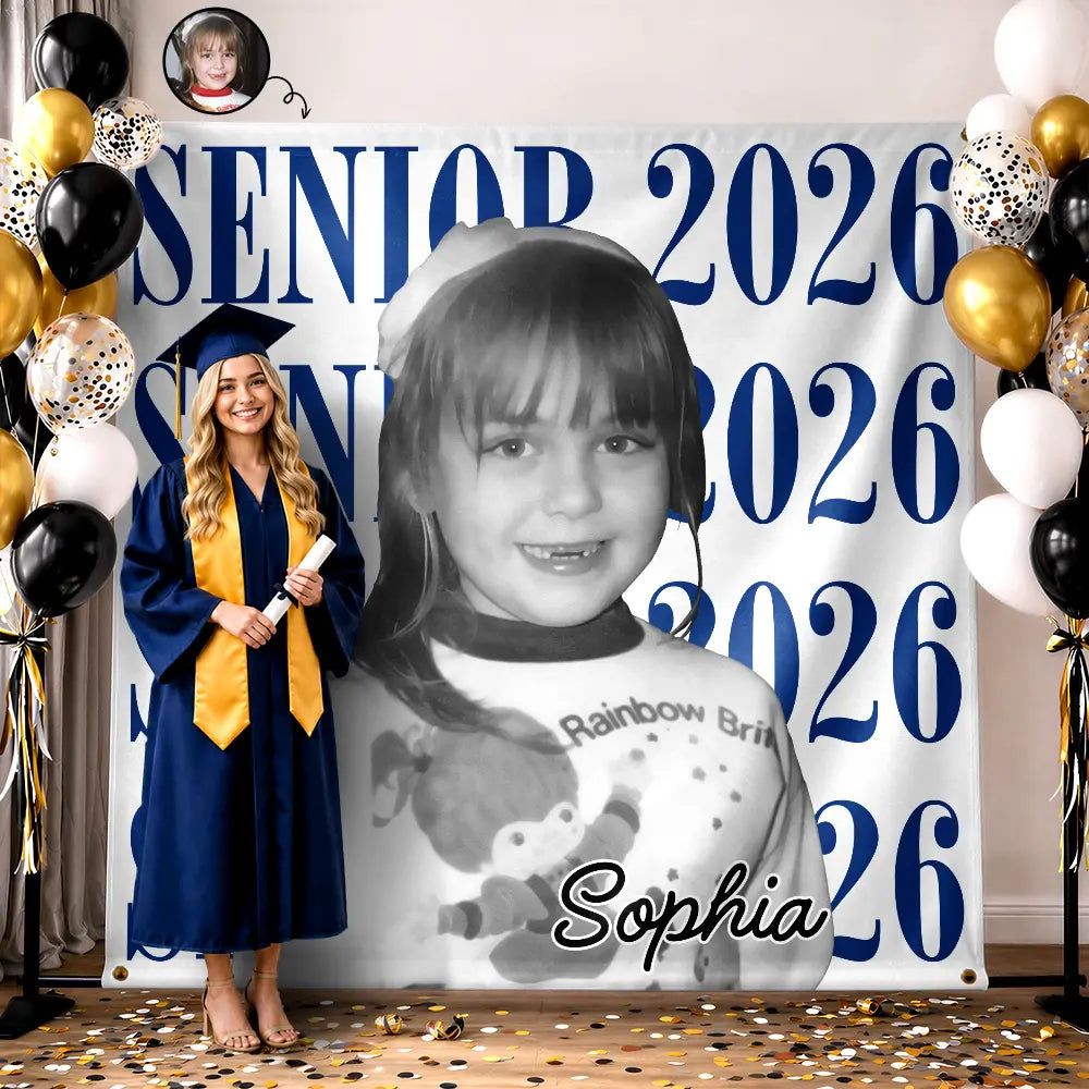 Graduation, Happy - Custom Photo Senior Vintage Portrait - Personalized Backdrop