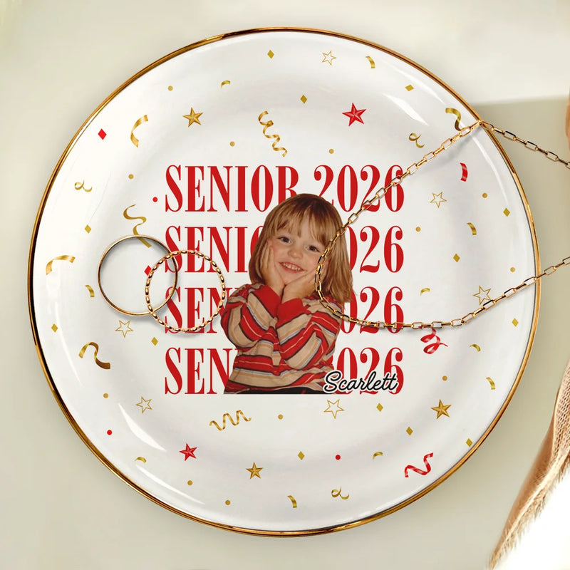 Graduation,Happy,Photo,Proud - Custom Photo Senior Vintage Portrait - Personalized Ring Dish