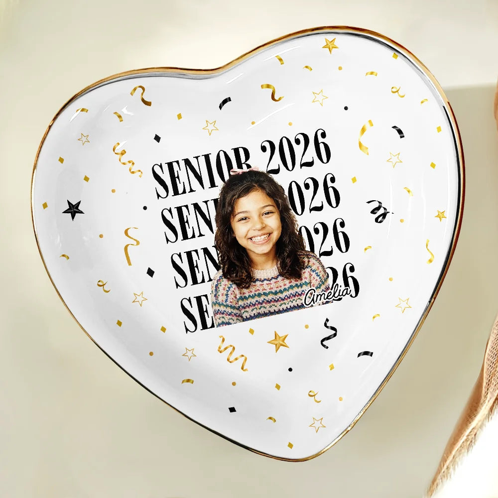 Graduation,Happy,Photo,Proud - Custom Photo Senior Vintage Portrait - Personalized Ring Dish