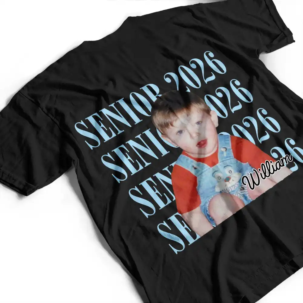 Graduation,Happy,Photo,Proud - Custom Photo Senior Vintage Portrait - Personalized T Shirt