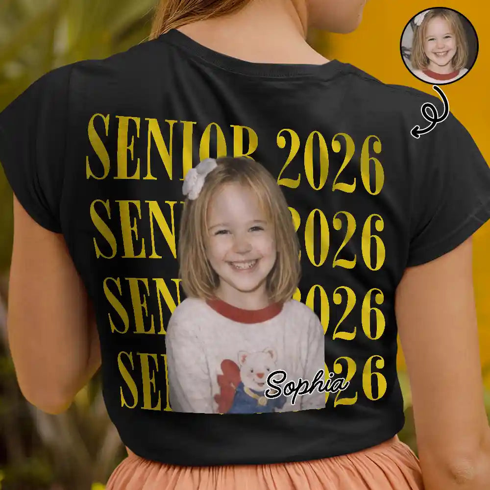 Graduation,Happy,Photo,Proud - Custom Photo Senior Vintage Portrait - Personalized T Shirt