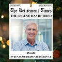 Retirement, Parents, Gifts For Colleagues, Gift For Grandparents, Christmas - Custom Photo The Retirement Times The Legend Has Retired - Personalized Custom Shaped Acrylic Ornament