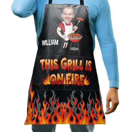 Custom Photo This Grill Is On Fire - Personalized Apron