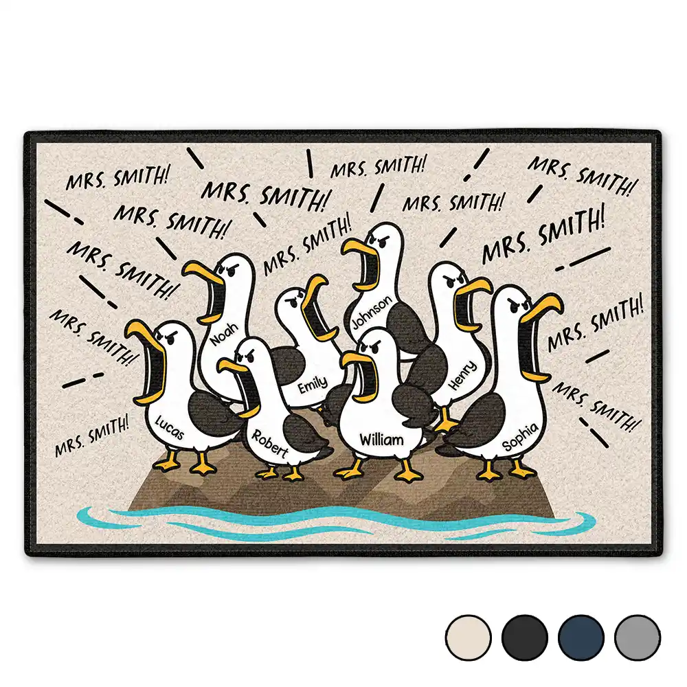 Gift For Grandpa,Gift For Father,Dad - Children,Grandpa - Grandkids,Mom - Children,Gift For Mother,Teacher,Non-Eng,Icon,Humorous - Funny Screaming Seagull - Personalized Doormat