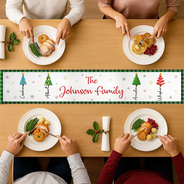 Sentimental,Christmas,Family,Icon - Custom Family Christmas Trees - Personalized Table Runner