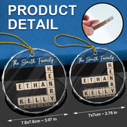 Family - Custom Family Name Crossword Scrabble - Personalized Glass Ornament