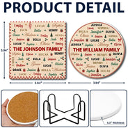 Sentimental,Christmas,Family,Custom Text - Custom Family Names Christmas - Personalized Ceramic Coaster
