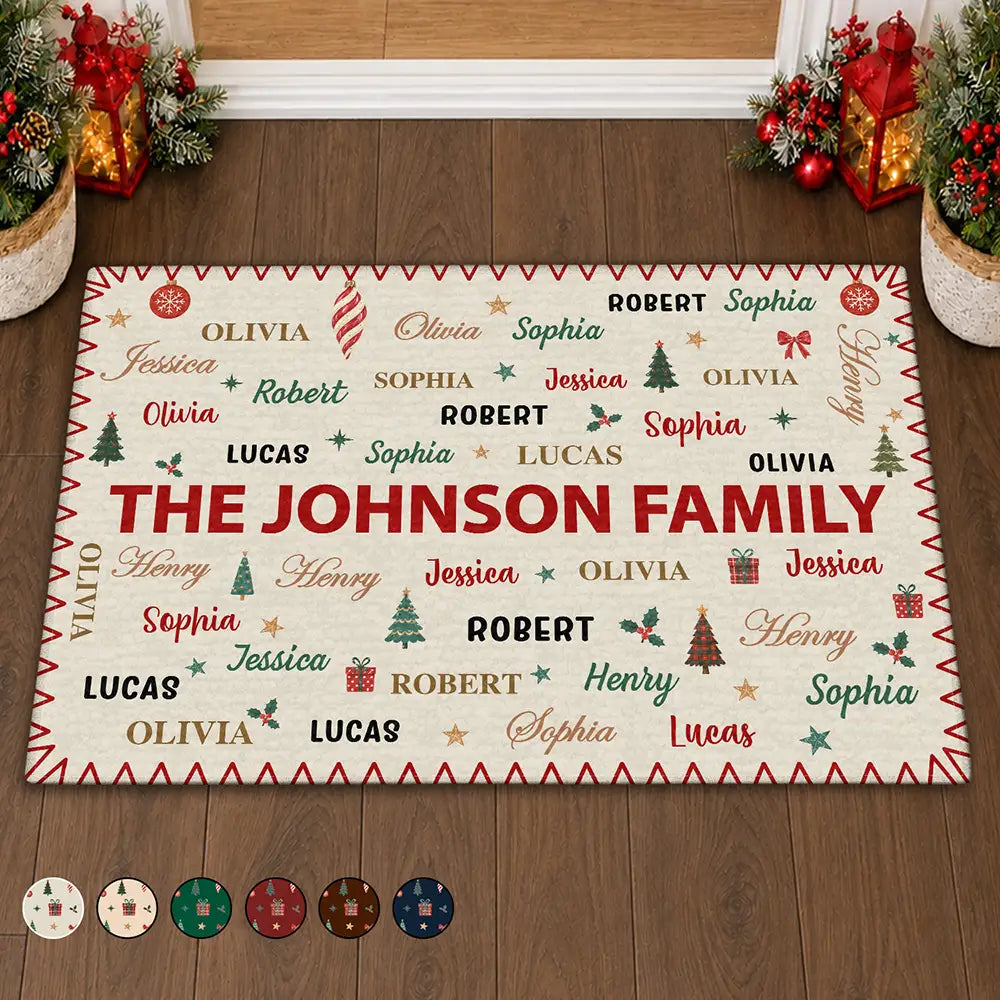 Sentimental,Christmas,Family,Custom Text - Custom Family Names Christmas - Personalized Doormat