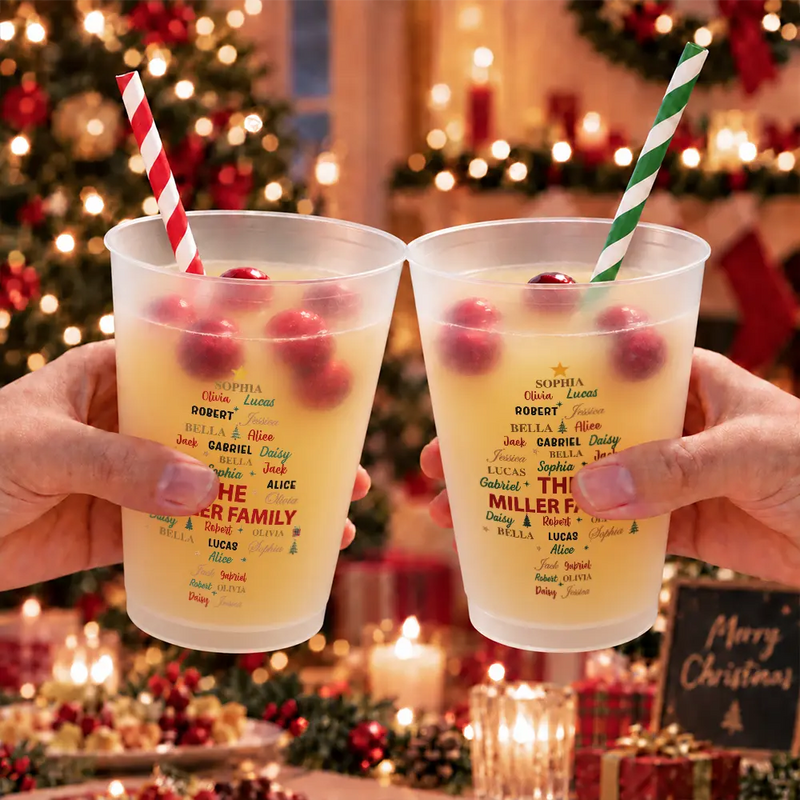 Sentimental,Christmas,Family,Custom Text - Custom Family Names Christmas - Personalized Frosted Cups