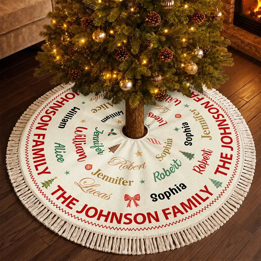 Custom Family Names Christmas - Personalized Tree Skirt