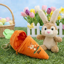 Easter,Happy,Gift For Kids,Dad - Children,Mom - Children,Grandpa - Grandkids,Grandma - Grandkids,Gift For Grandkids - Custom Favorite Animal And Name - Personalized Plush Reversible Carrot Bunny Keychain