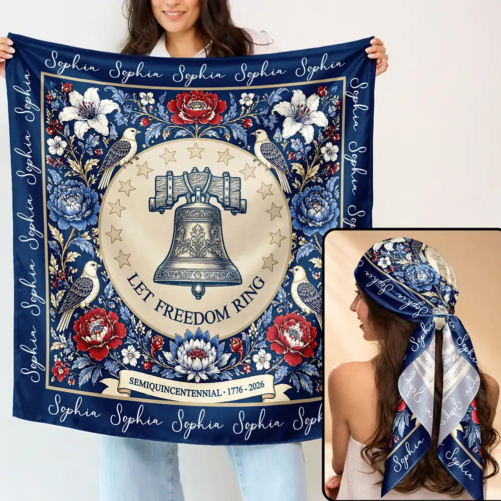 Custom Let Freedom Ring Floral USA - Personalized Scarf